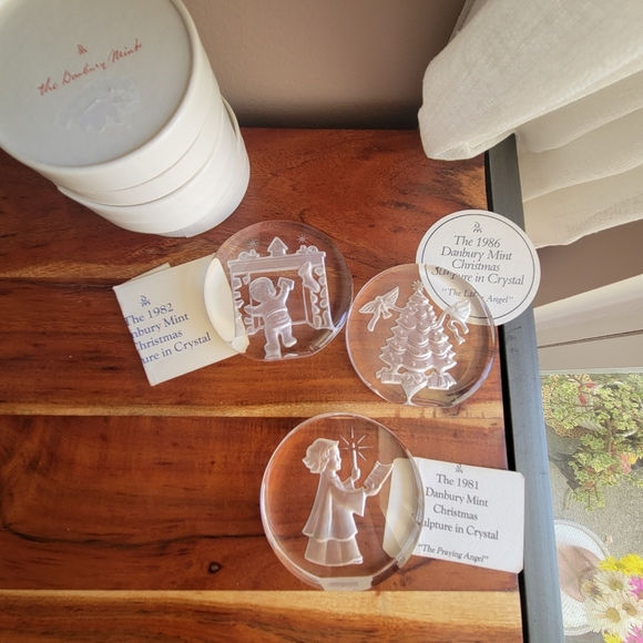 Vintage Danbury Mint Lead Crystal Christmas Paperweight Set of 3 Christmas Decor - Picture 1 of 9